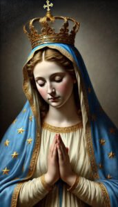 DALL·E 2024-06-24 11.56.06 - The Blessed Virgin Mary in a highly realistic and reverent pose, based on the provided image. She should be in a state of deep prayer, with her hands copy 2